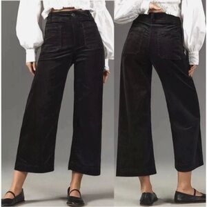 Anthropologie Maeve black wide legs corduroy pants size 30T